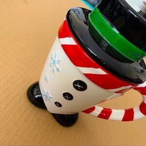 Christmas Snow man Ceramic Candy Cane COFFEE MUG